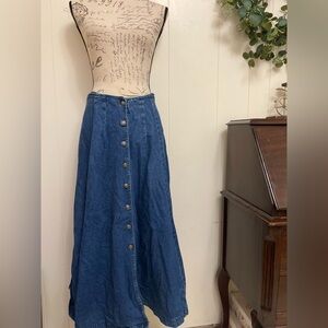 VTG sz 12 Waco button front full circle blue denim skirt western equestrian